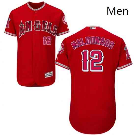 Mens Majestic Los Angeles Angels of Anaheim 12 Martin Maldonado Red Alternate Flexbase Authentic Collection MLB Jersey